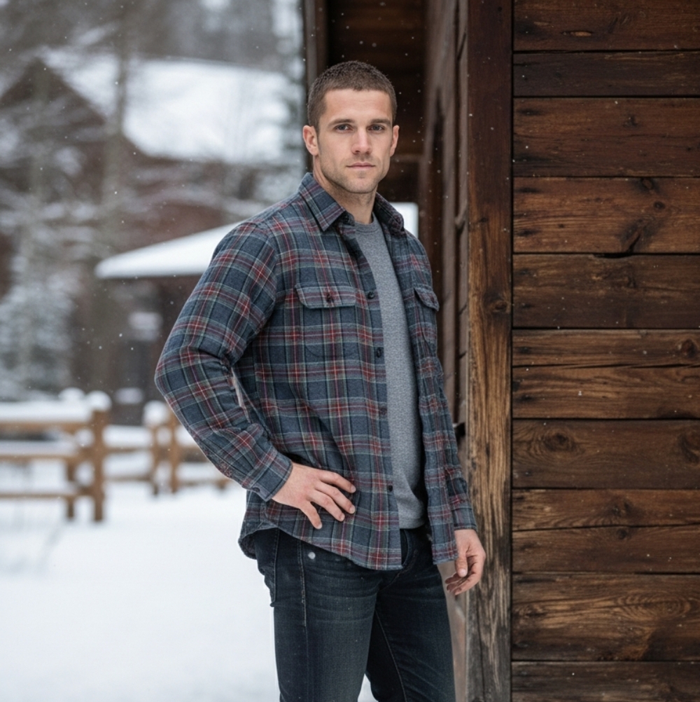 L.L. Bean Gray and Red Plaid Casual Shirt Size M T